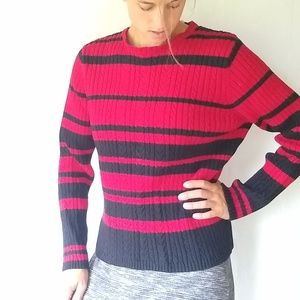 VINTAGE chunky cableknit grandpa sweater red/black